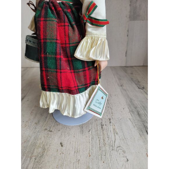 Victorian porcelain Cathy doll Xmas home decor unique plaid - Picture 5 of 10